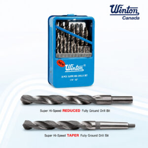 (W9) ดอกสว่านก้านเตเปอร์ ก้านลด 1/2″ WINTON ชุดดอกสว่านเจาะเหล็ก สีเงิน